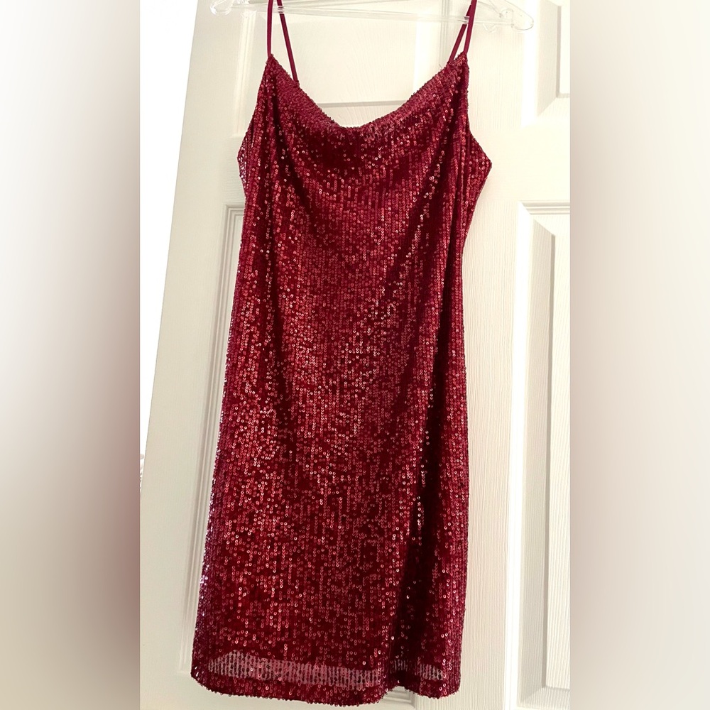 BEBOP burgundy sequins mini dress S/M